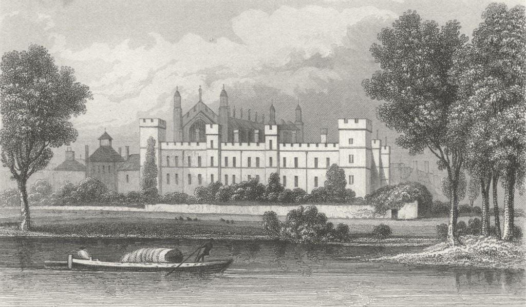 BERKS. Eton College, Berkshire, Thames. DUGDALE c1840 old antique print